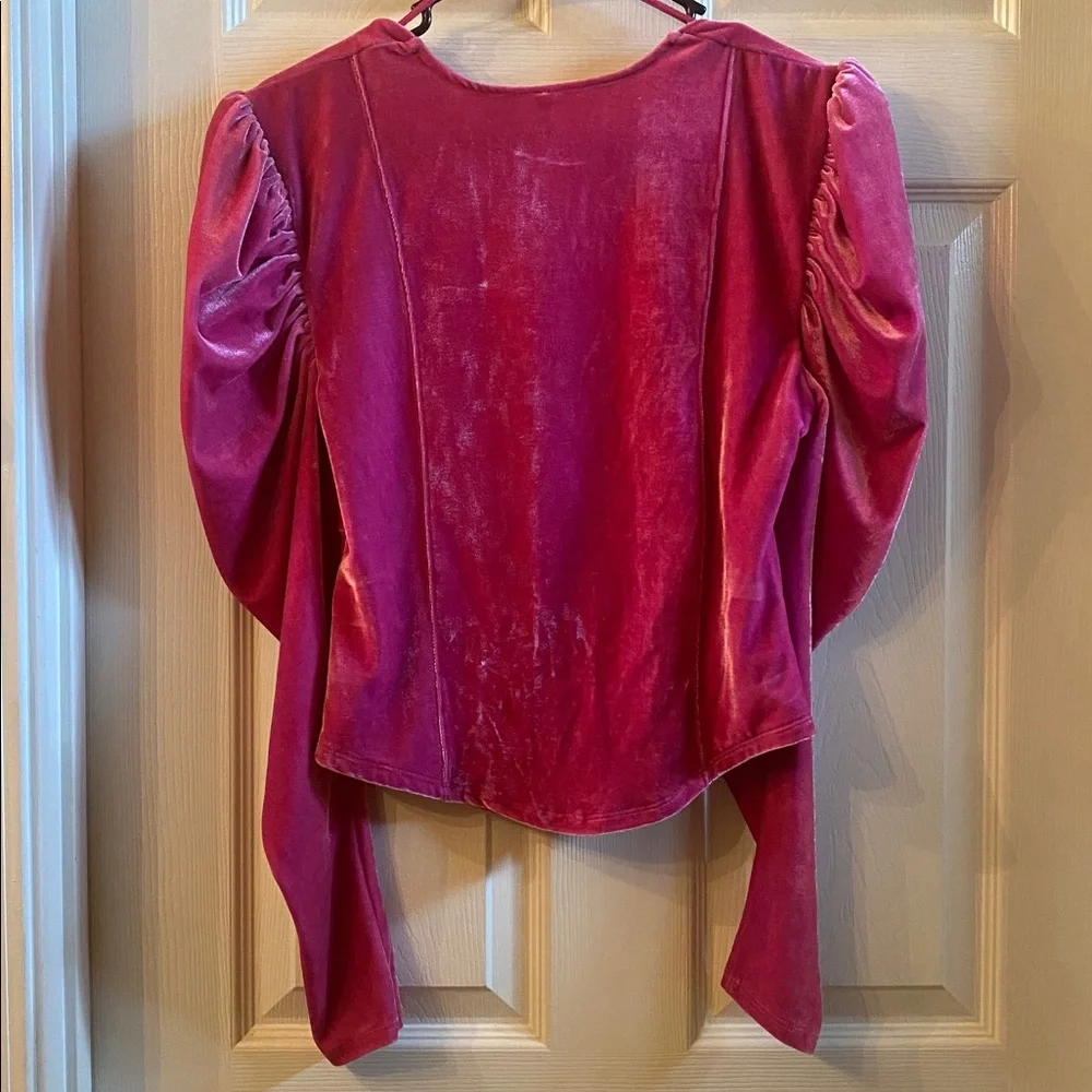 Free People Fuchsia Velvet Blouse